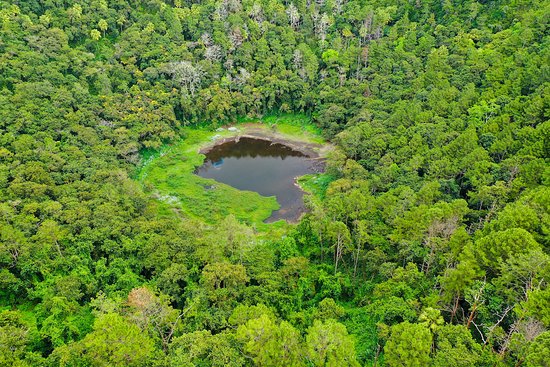 Panoramic view of Trou aux Cerfs dormant volcano crater